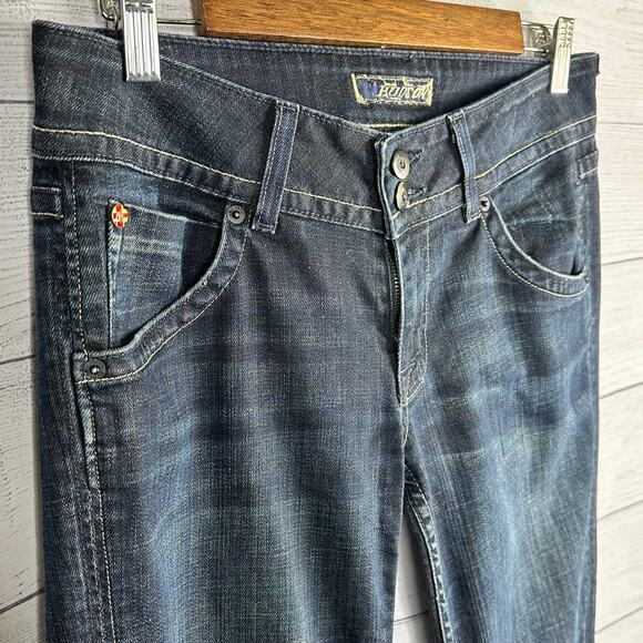 Hudson Womens size 28 Blue Bootcut Jeans Flap Back Pockets British Union Y2K - Picture 4 of 10